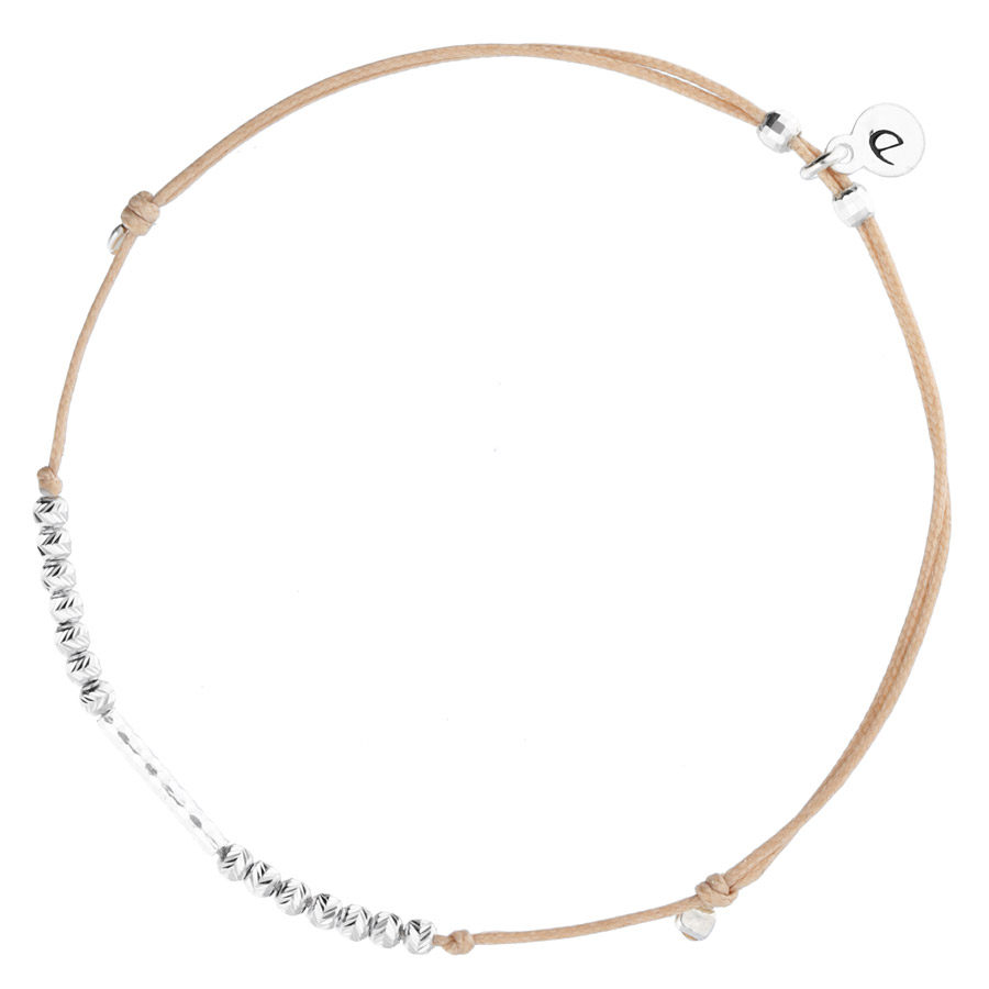 BRACELET CORDON BEIGE PERLES SCINTILLANTES