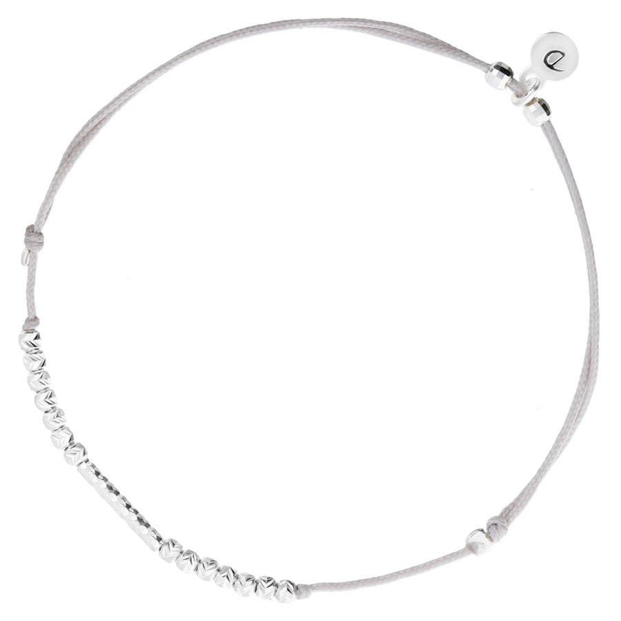 BRACELET CORDON GRIS CLAIR PERLES SCINTILLANTES