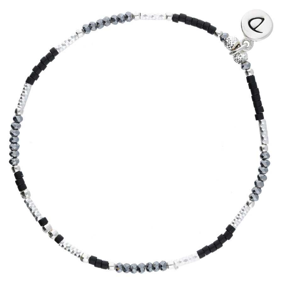 BRACELET ELASTIQUE POESIE NOIR GRIS