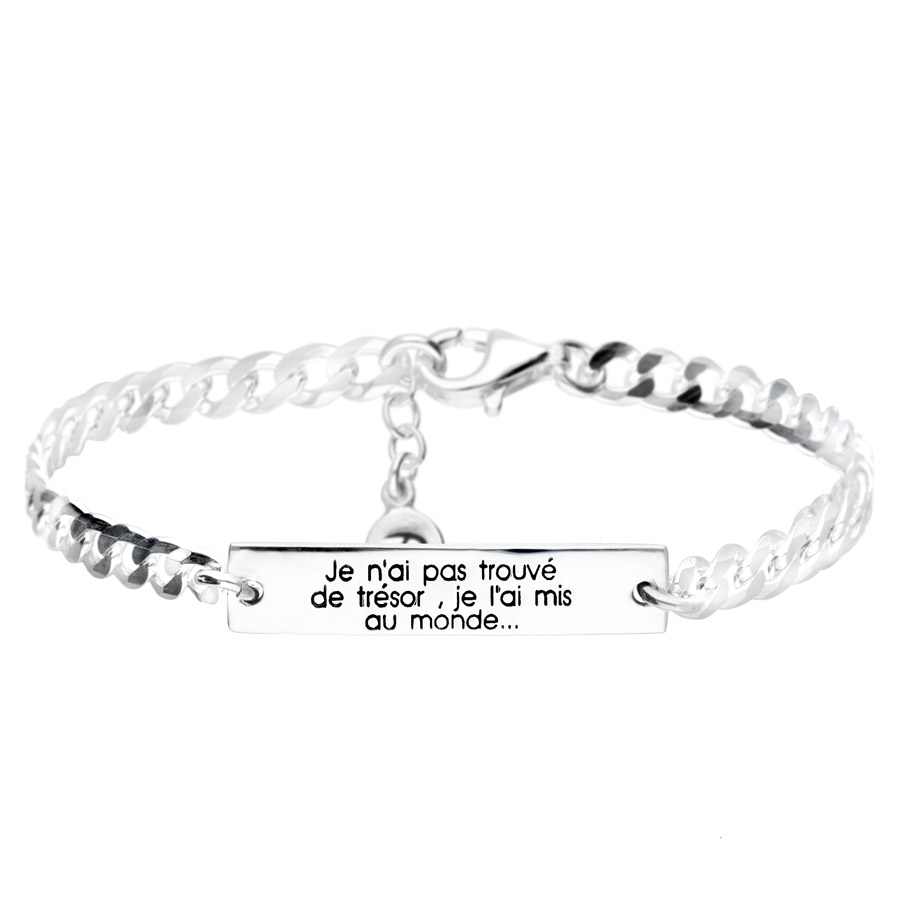 BRACELET CHAÎNE GOURMETTE JE N\'AI PAS TROUVE DE TRÉSOR JE L\'AI MIS AU MONDE...