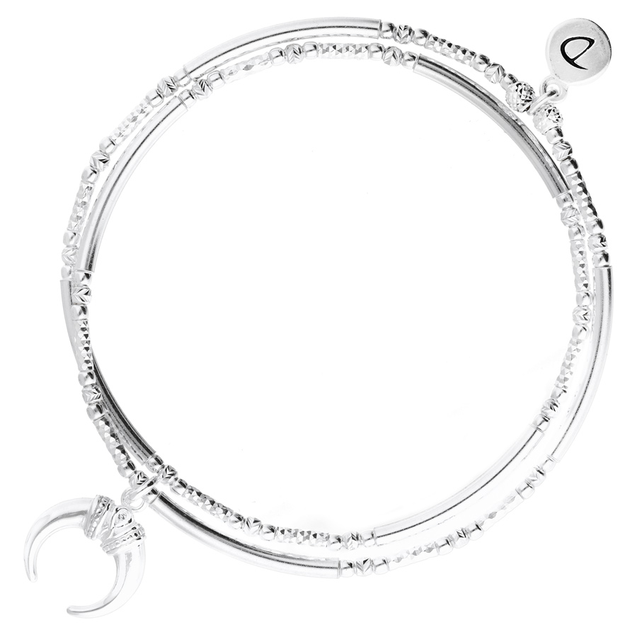 BRACELET DOUBLE ÉLASTIQUE SILVER CORNE ETHNIQUE