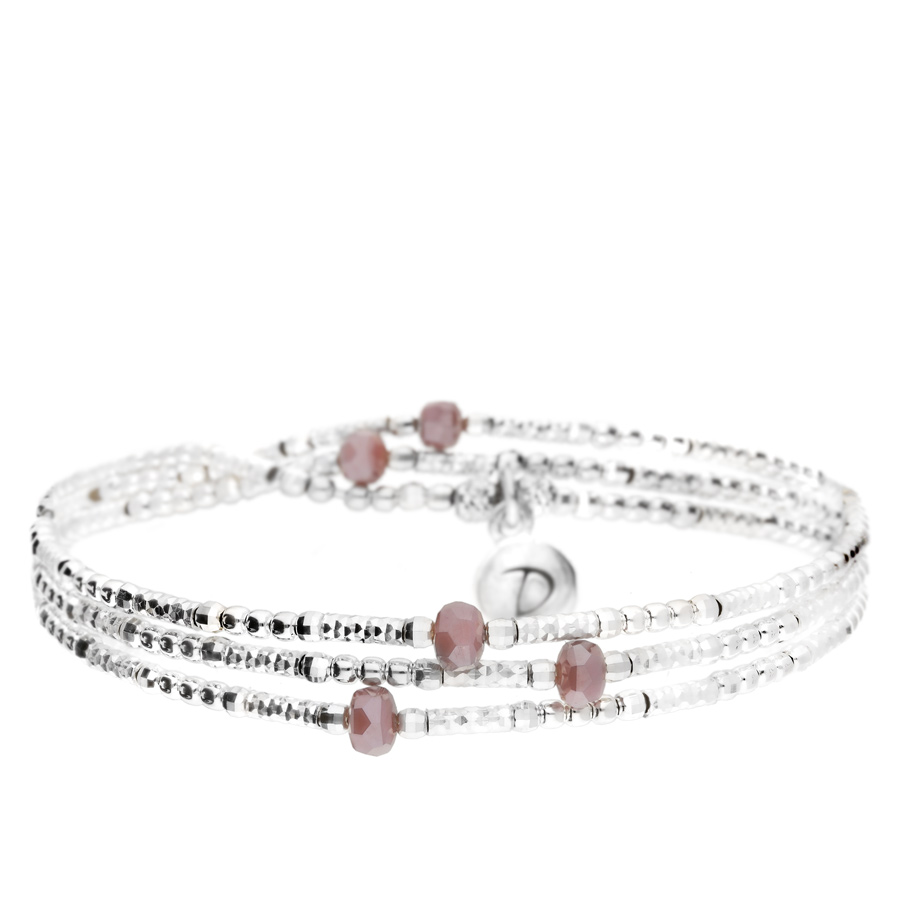BRACELET LOLLIPOP 3 RANGS VIOLET ET SILVER