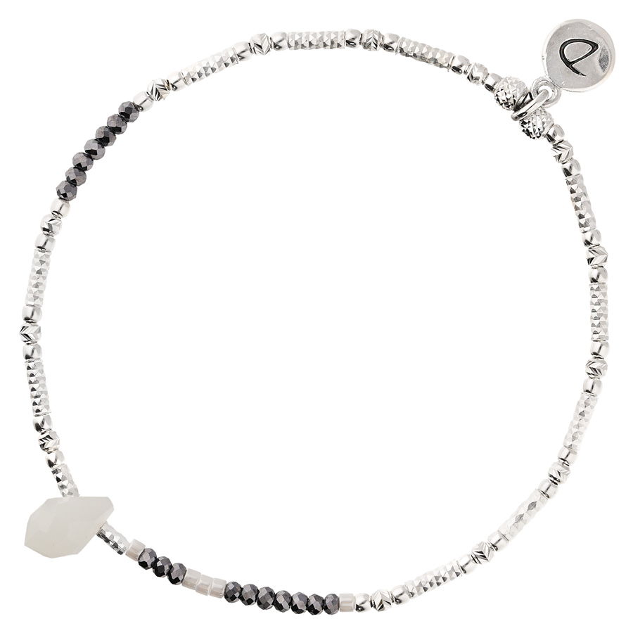 BRACELET ELASTIQUE SWEET GOUTTE GRIS BLANC