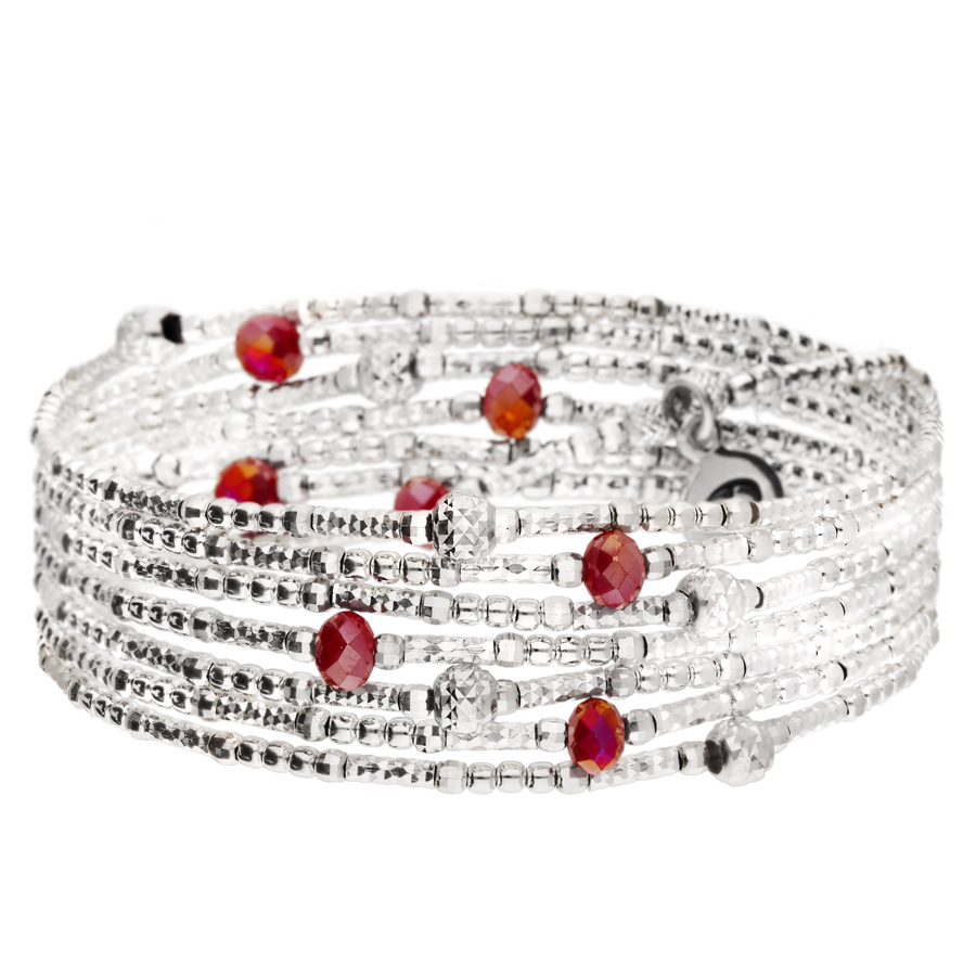 BRACELET LOLLIPOP 7 RANGS ROUGE ET SILVER