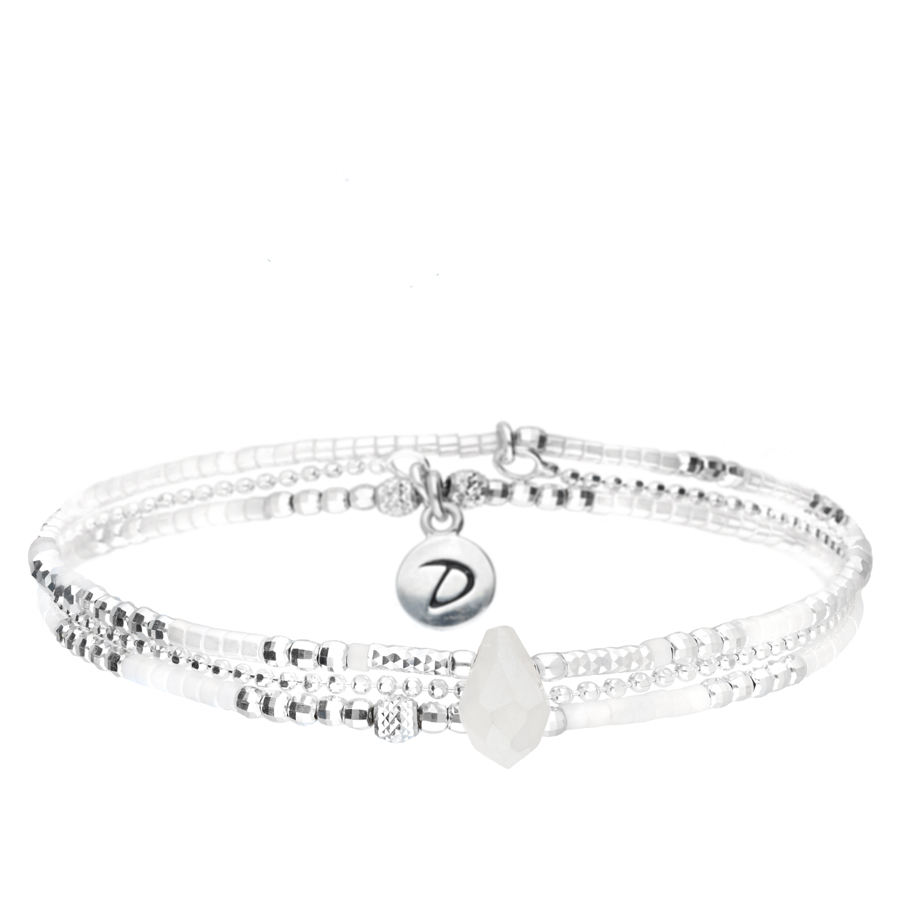 BRACELET ÉLASTIQUE SPRING GRIS BLANC CHAÎNE DIAMANTÉE