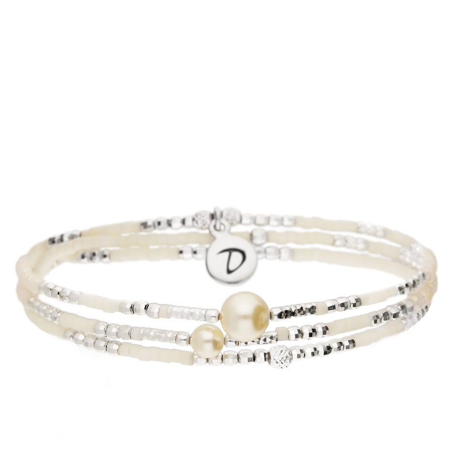 BRACELET ELASTIQUE SPRING TRIPLE RANGS NACRE