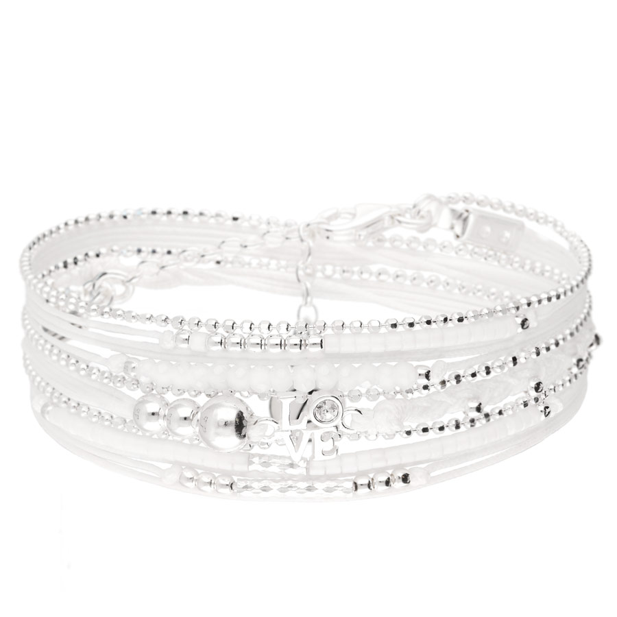 BRACELET MULTI TOURS BLANC OPALINE LOVE VENISE