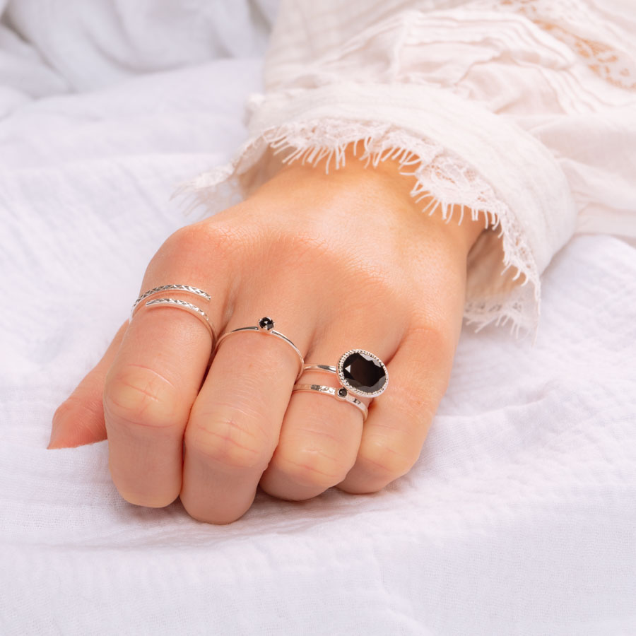 Bague discount ronde noire