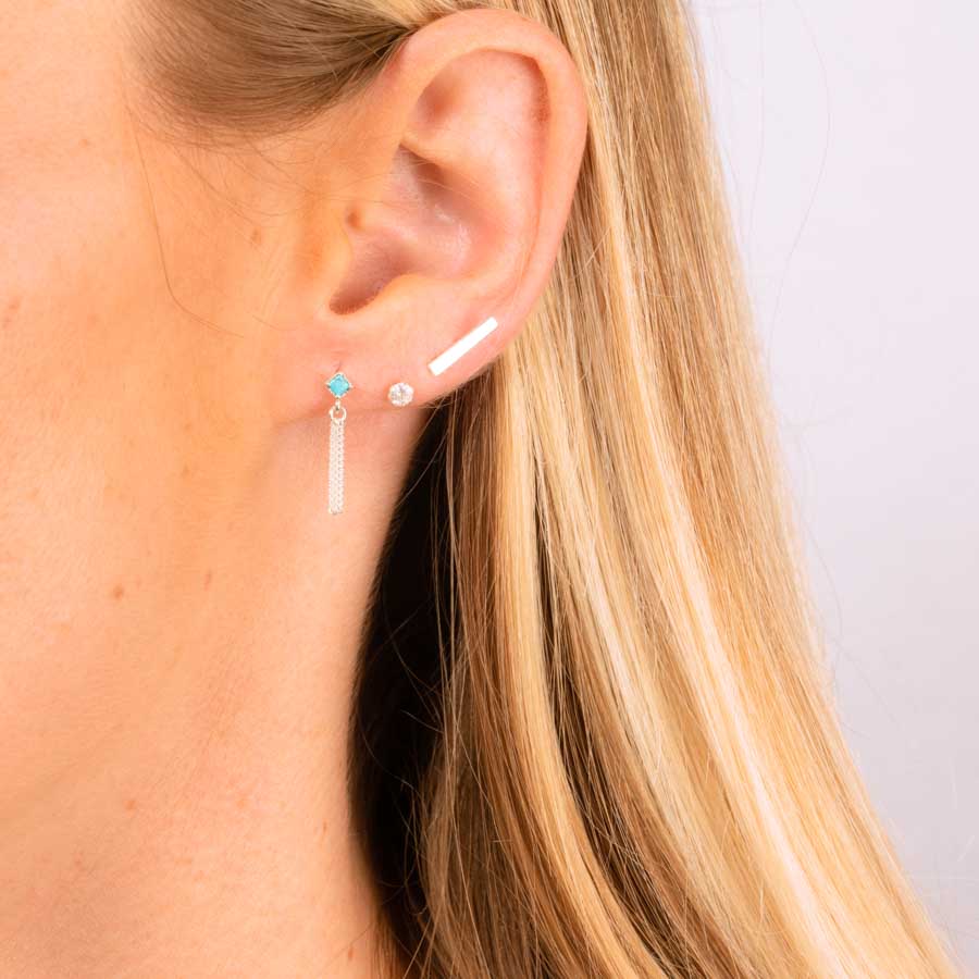 Boucles D'oreilles Femme Pendantes Longues - Grappe De Pierres Bleu Turquoise