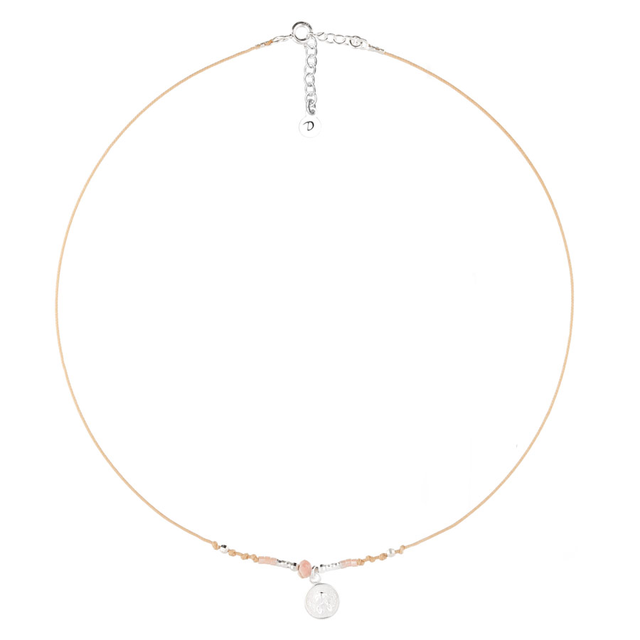 COLLIER SIXTINE BEIGE ROSE MEDAILLE ANGE