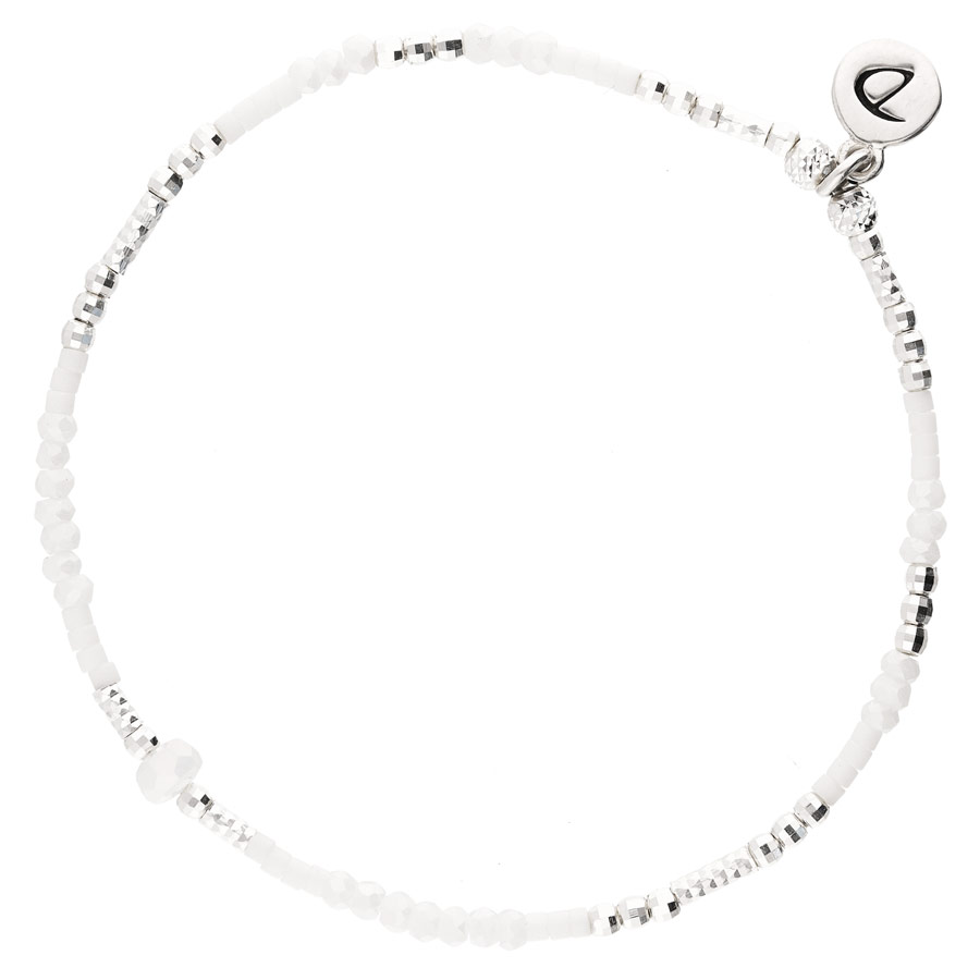 BR8636-1TOPBLM - bracelet élastique perles blanches en argent 925