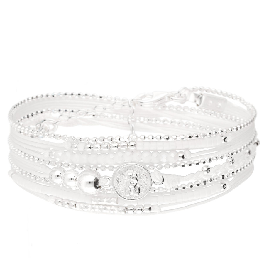 BR8245BLOP - bracelet ange multi-tours cordons blancs