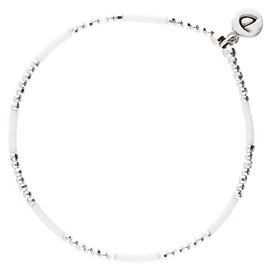 BRACELET ELASTIQUE CHAINE 7 RANGS LOLLIPOP GRIS BLANC - BRACELETS ARGENT  925/Bracelets Argent sur Fil Elastique - DORIANE Bijoux