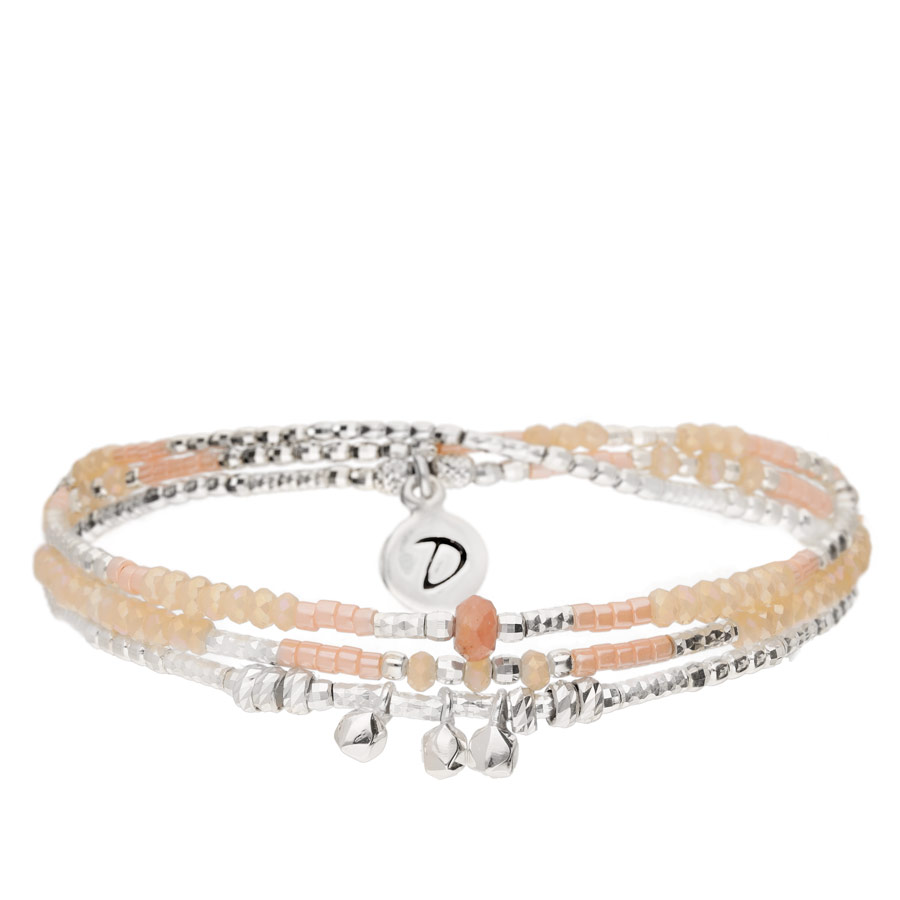 BRACELET SANTORINI TRIPLE RANGS BEIGE ROSE