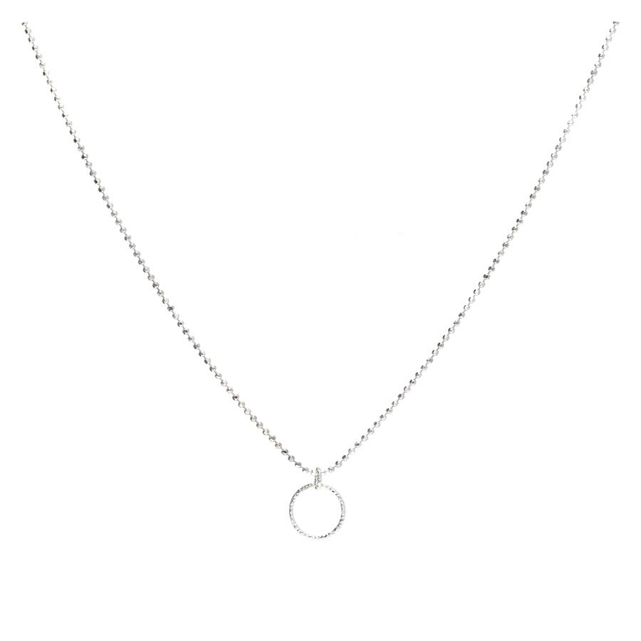 CO8435 - collier chaîne en argent 925 pendentif anneau ciselé