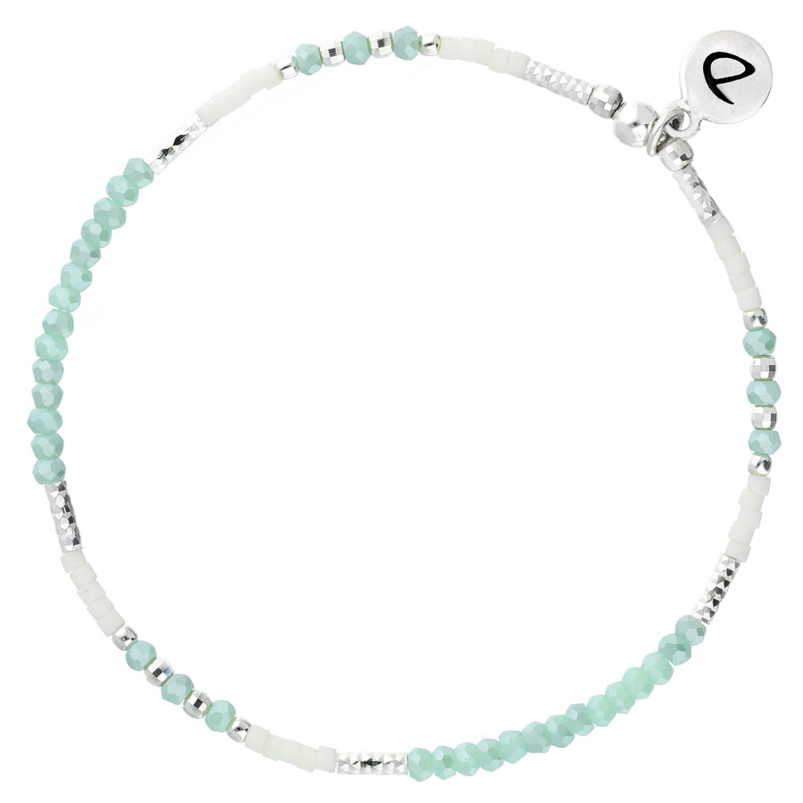BR7443VTIVM - bracelet élastique perles blanches et turquoise