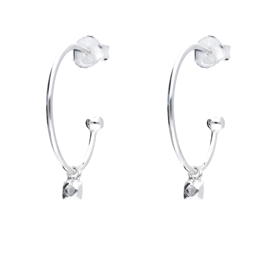 CR3780-18 - créoles pendentif petite pierre martelée