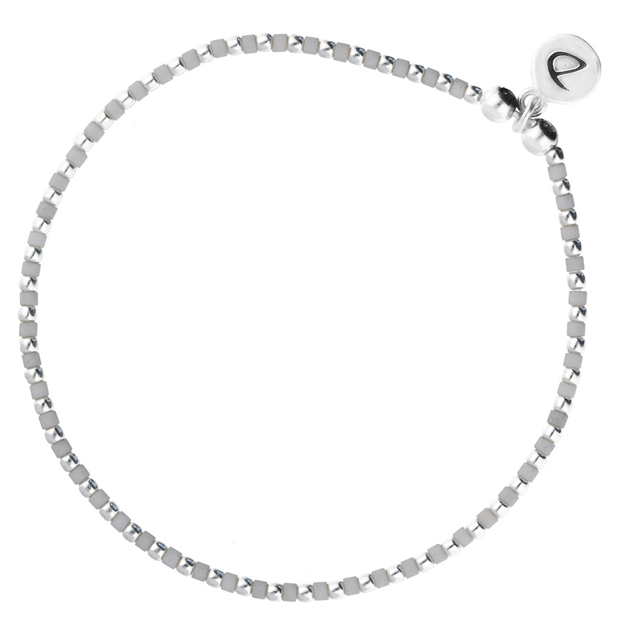 BRACELET ELASTIQUE GRAIN DE FOLIE GRIS CLAIR