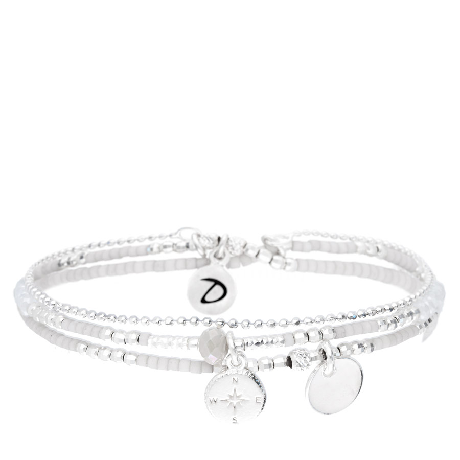 BRACELET ELASTIQUE CLYDE GRIS ROSE DES VENTS