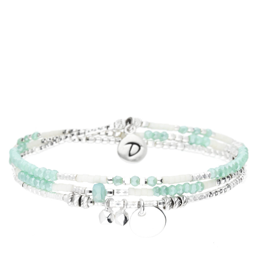 BRACELET THIRA TRIPLE ELASTIQUE VERT IVOIRE