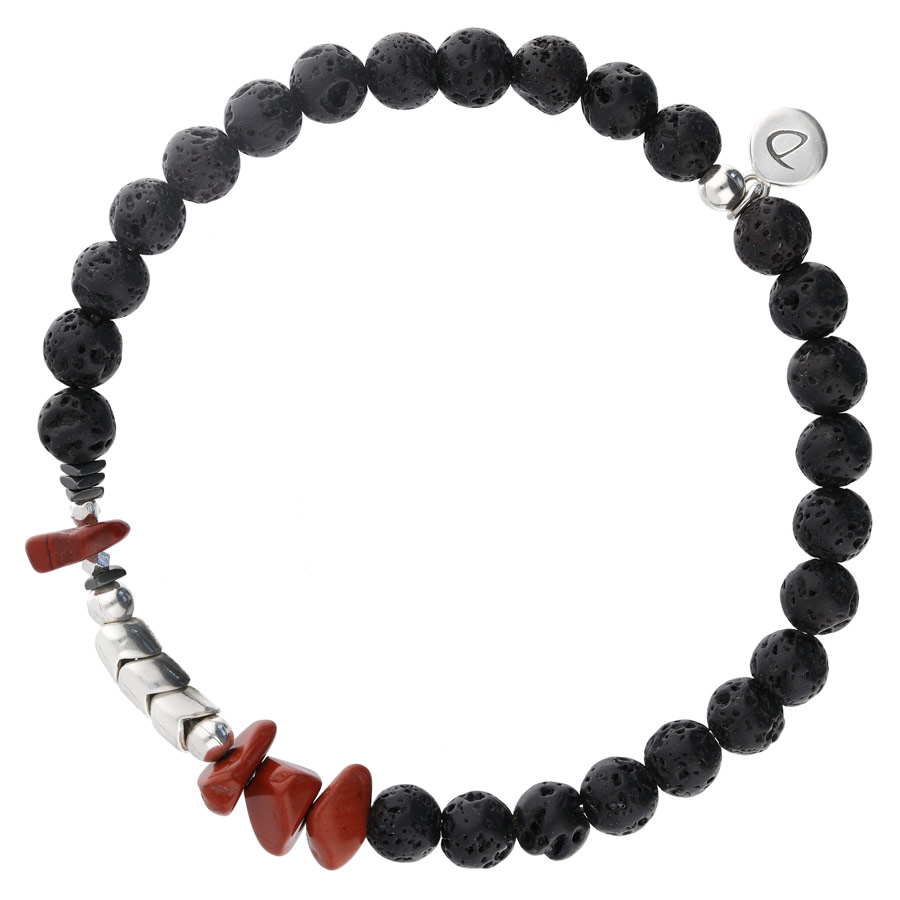 BRACELET HOMME ELASTIQUE PIERRE DE FEU ROUGE