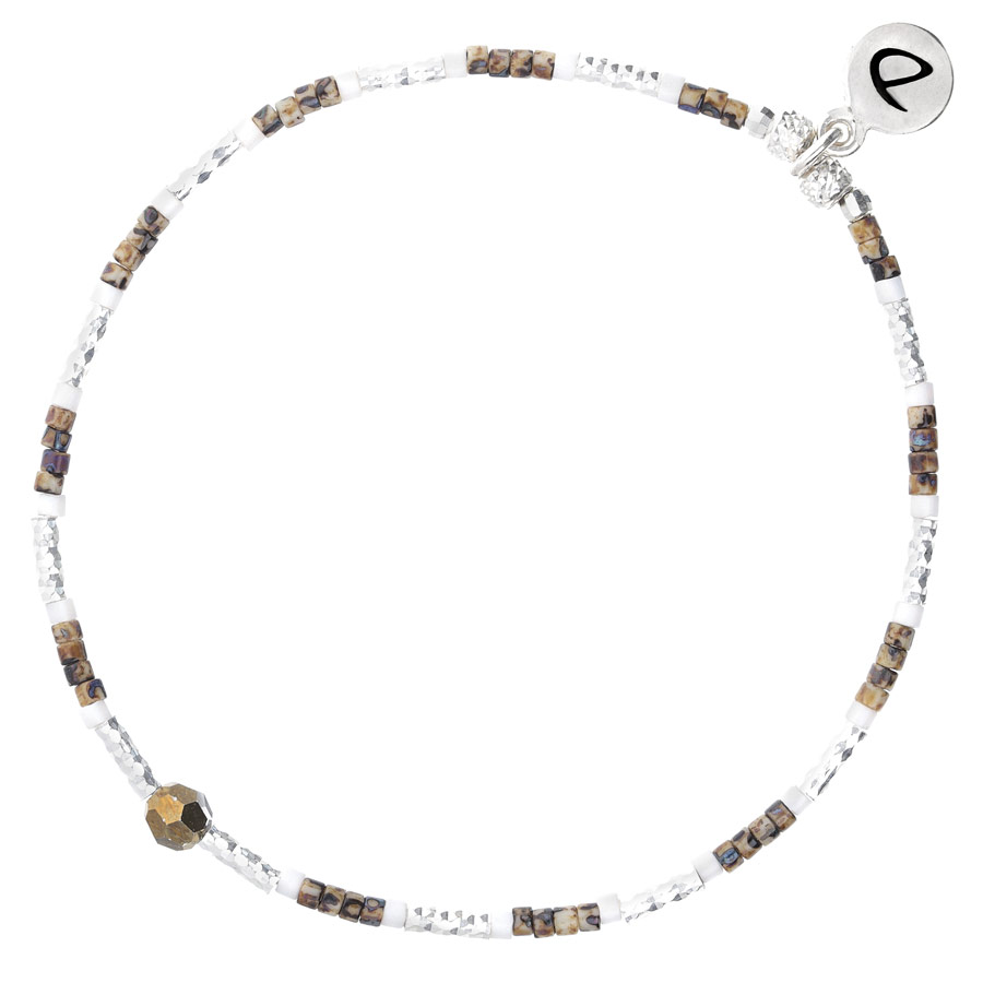 BRACELET ÉLASTIQUE CAPRI BLANC PERLES LEOPARD