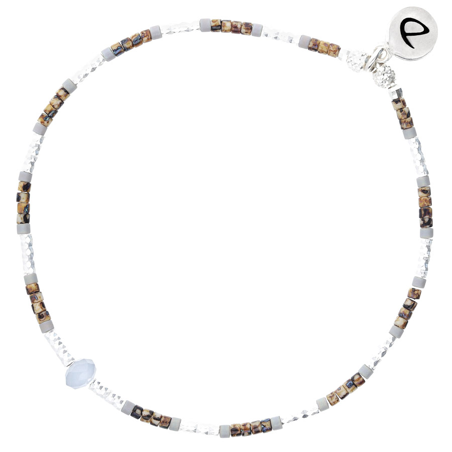 BRACELET ÉLASTIQUE CAPRI GRIS PERLES LEOPARD