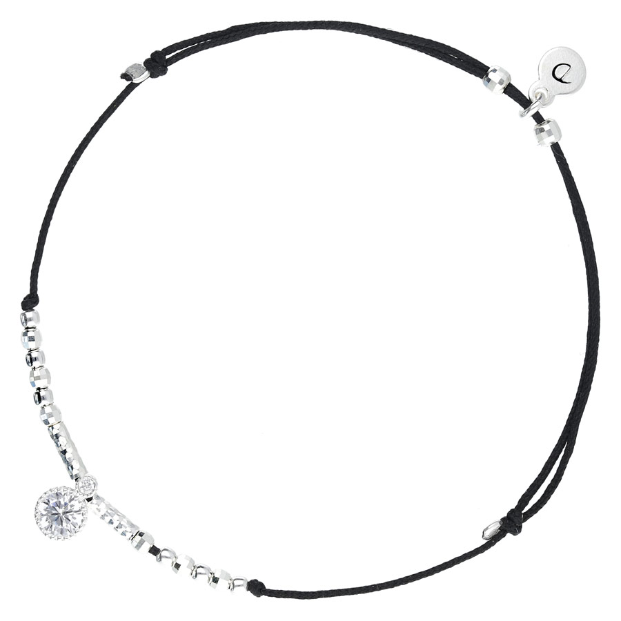 BRACELET CORDON NOIR PERLES SCINTILLANTES OXYDE