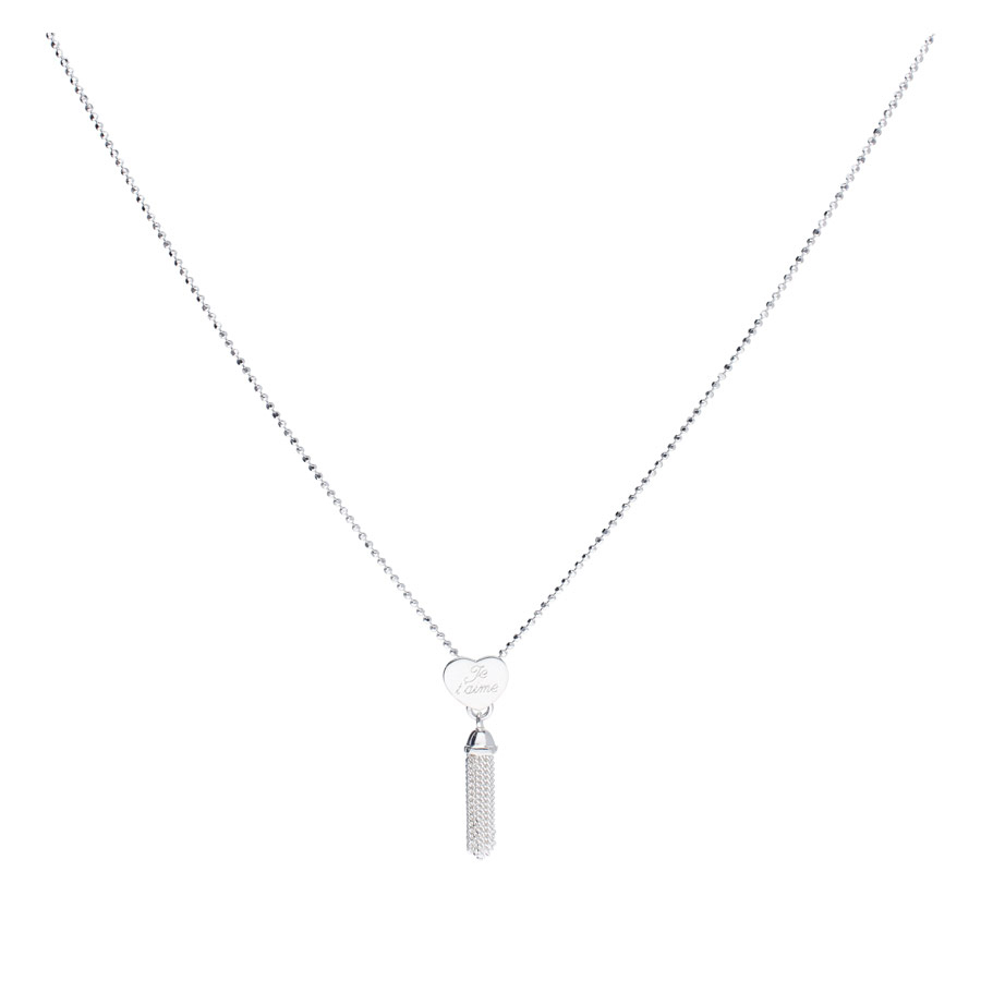 COLLIER COEUR POMPON JE T\'AIME PETITE MAILLE ROCK