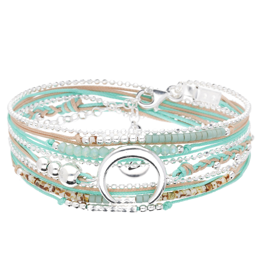 BRACELET MOONLIGHT BEIGE-VERT D\'EAU LEOPARD