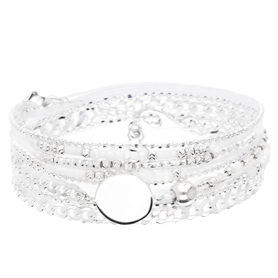 BRACELET MAILLE ROCK PASTILLE BLANC