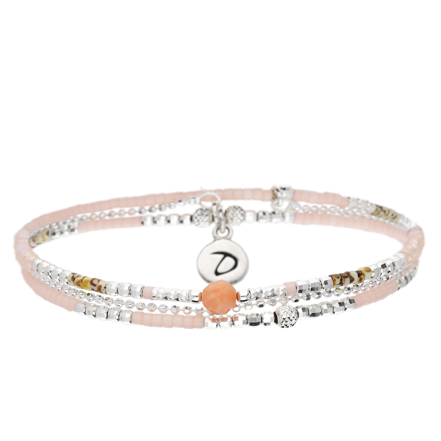BRACELET ÉLASTIQUE SPRING ROSE-CORAIL LEOPARD CHAÎNE DIAMANTÉE
