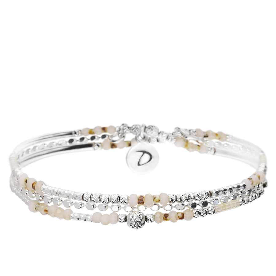 BRACELET DOUBLE ELASTIQUE CHAINE CALVI BEIGE LEOPARD