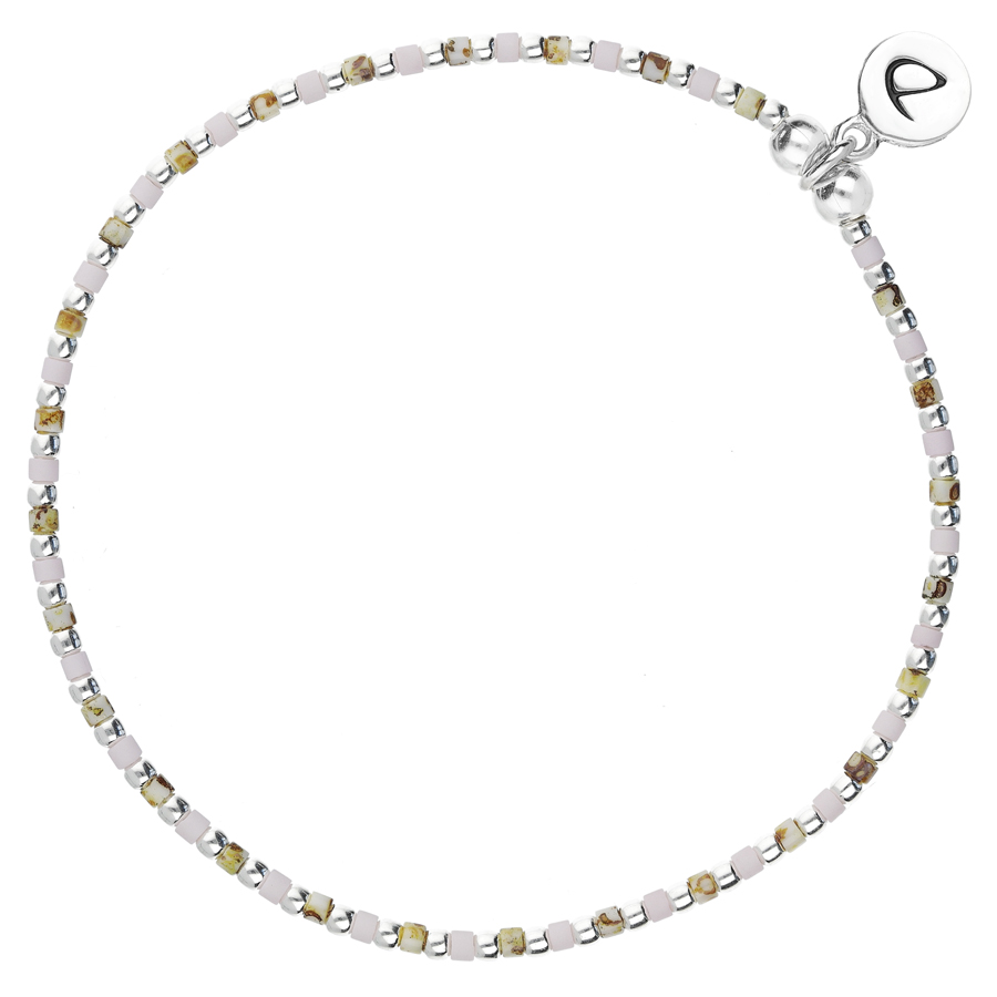NEW BRACELET ELASTIQUE GRAIN DE FOLIE ROSE POUDRÉ LEOPARD