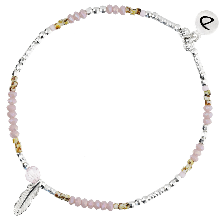 BRACELET ELASTIQUE PLUME TRIPOLI ROSE POUDRÉ LEOPARD