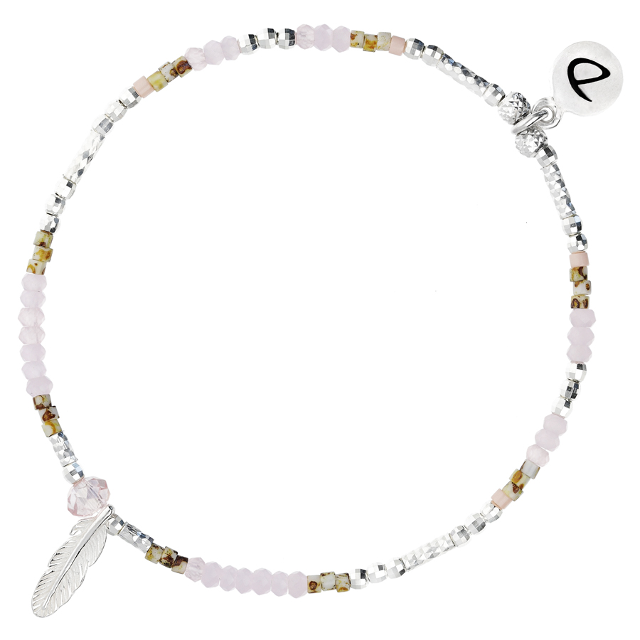 BRACELET ELASTIQUE PLUME TRIPOLI ROSE LEOPARD