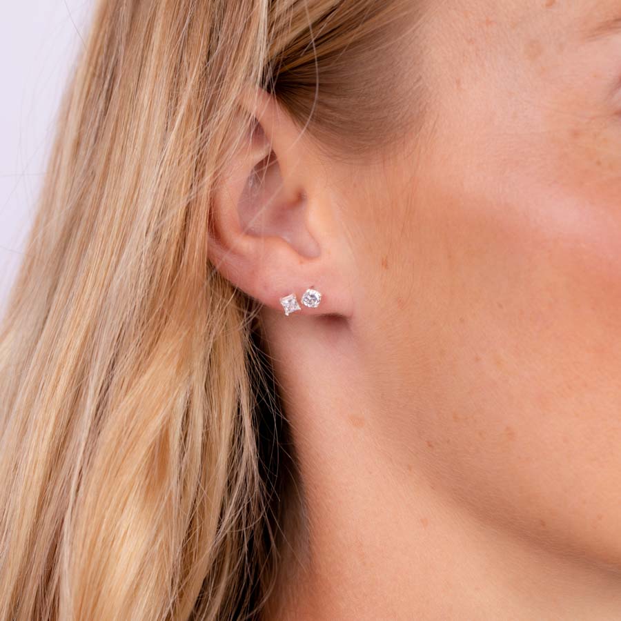 Boucles d'oreilles cristal bleu 3mm en argent 925 NEOLIA
