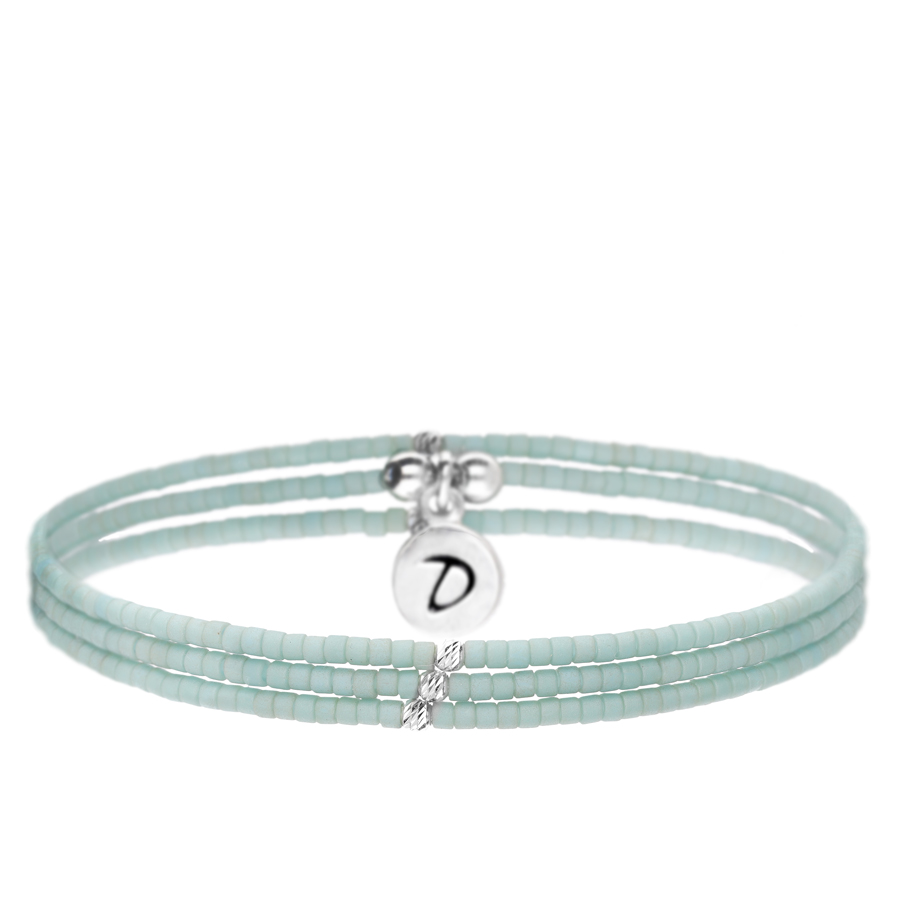 BRACELET ELASTIQUE MIYUKI VERT D\'EAU TRIPLE TOURS