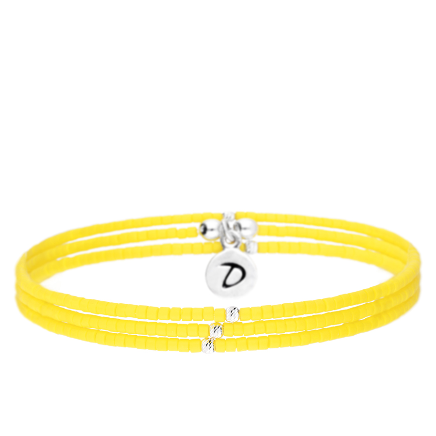 BRACELET ELASTIQUE MIYUKI JAUNE TRIPLE TOURS