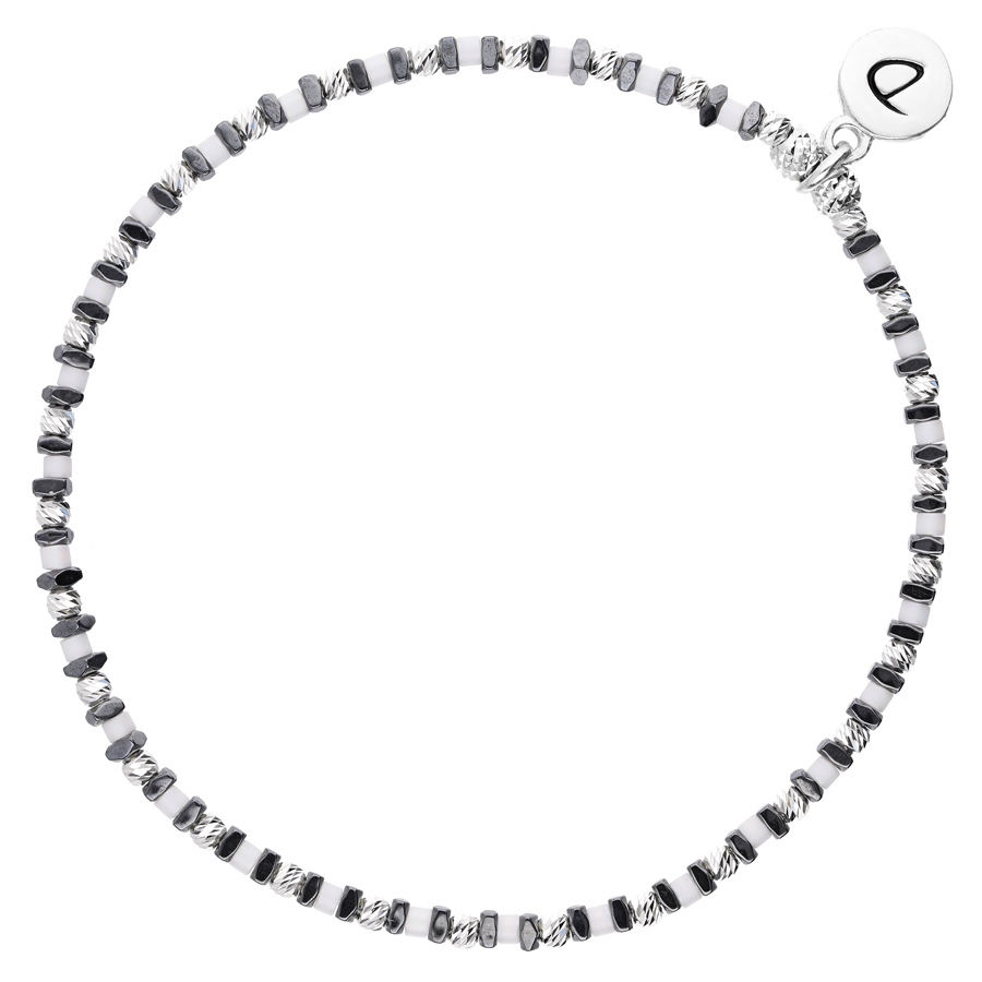 BRACELET ELASTIQUE MIYUKI BLANC HÉMATITES MIRISSA