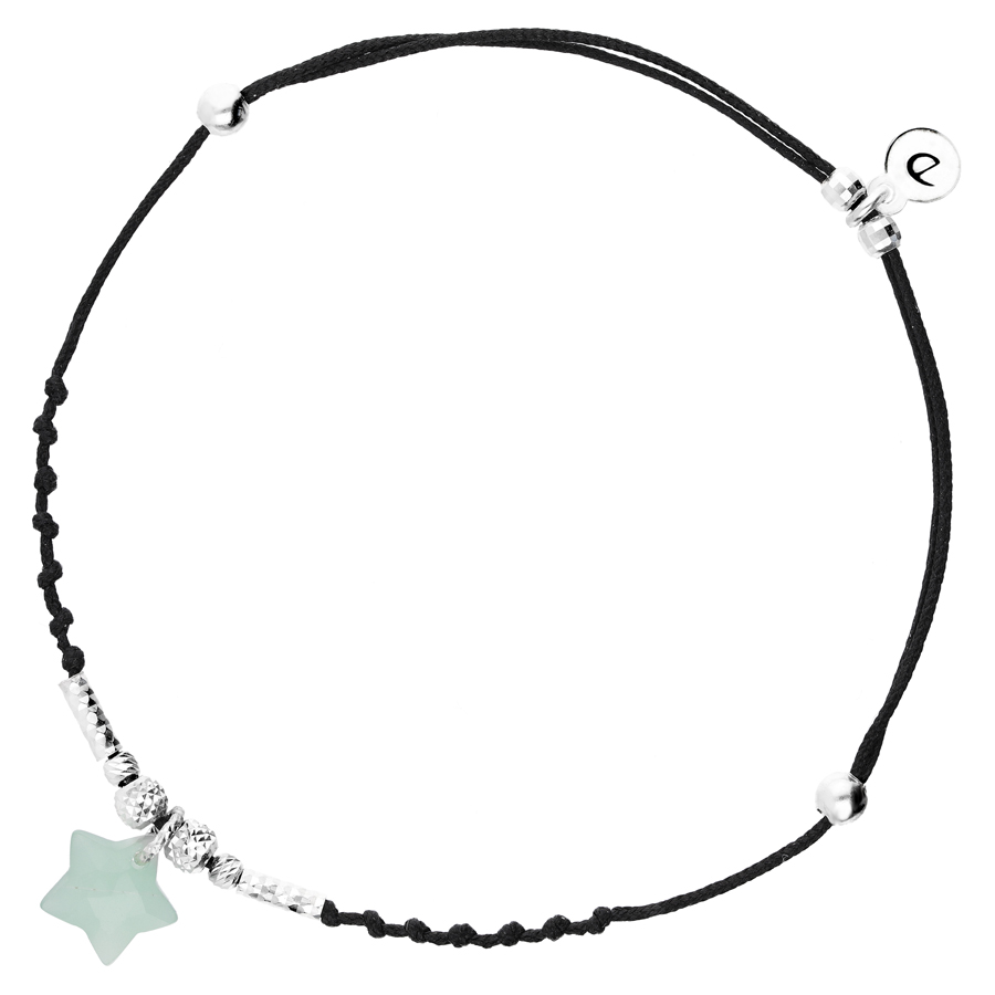 BRACELET CORDON NOIR ETOILE VERTE