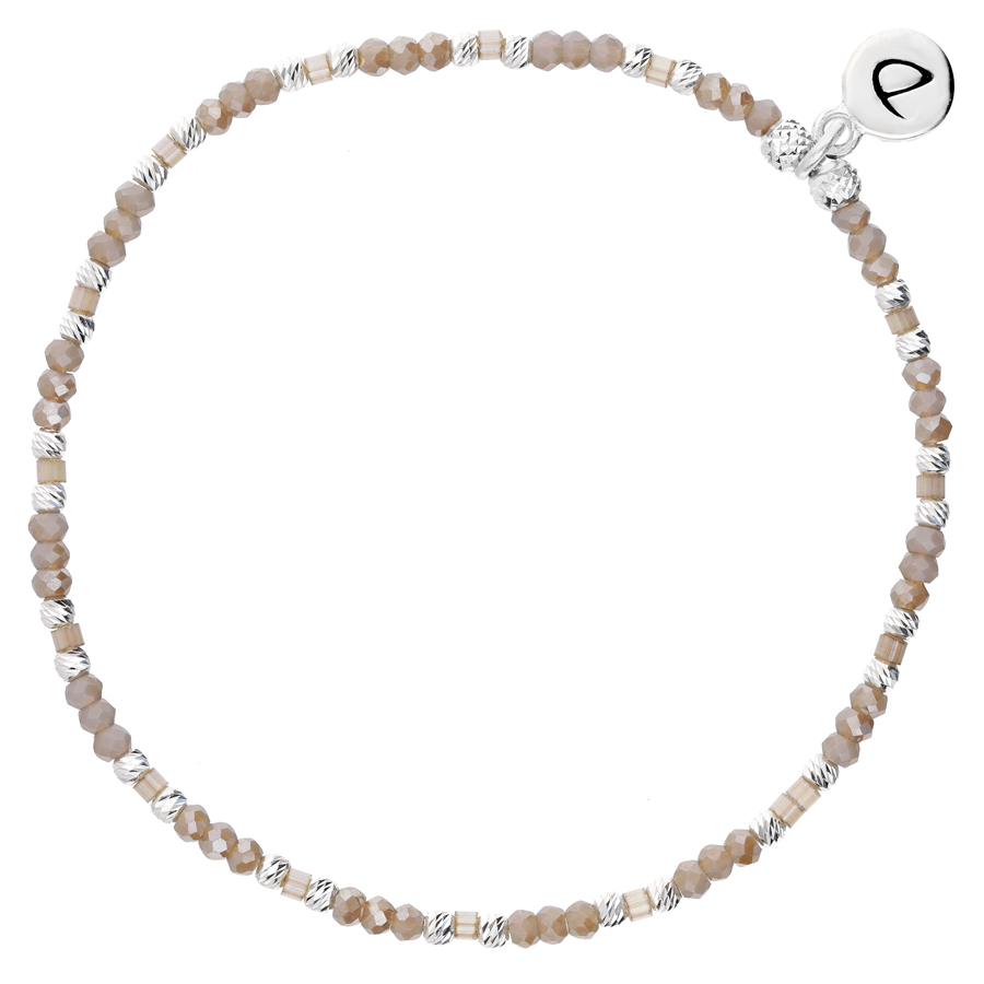 BRACELET ELASTIQUE PERLES IRISÉES MARRON BEIGE NUSA