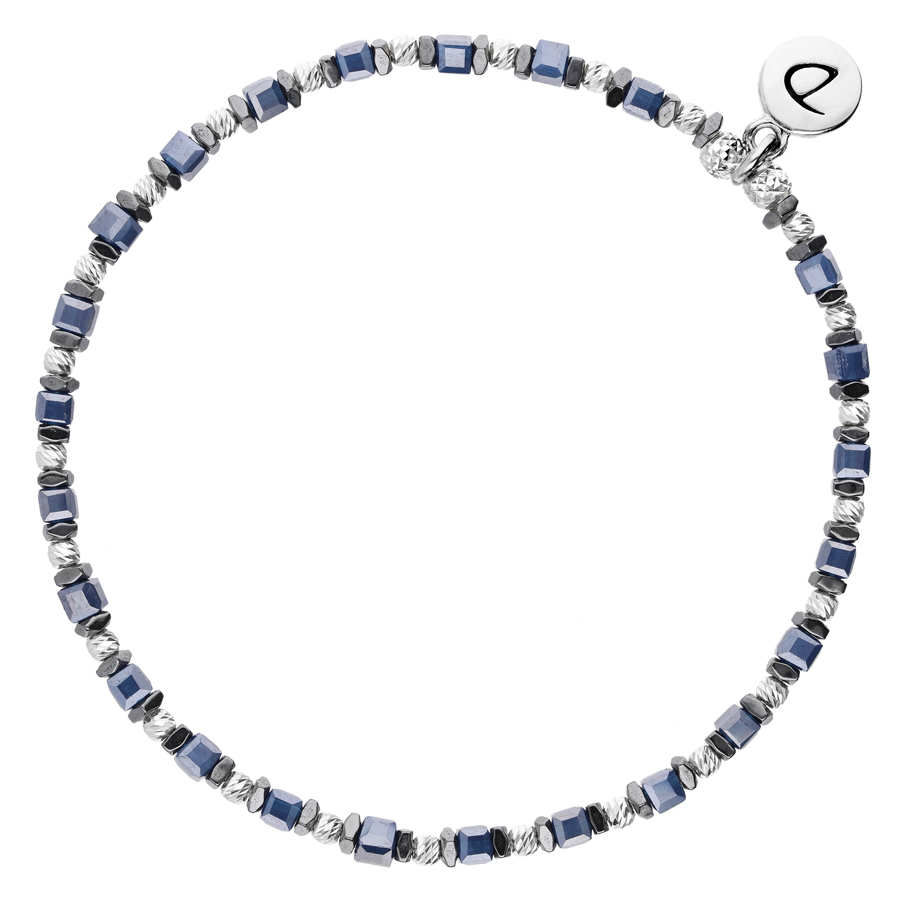 BRACELET ELASTIQUE MIYUKI CARRÉ BLEU PETITES HÉMATITES