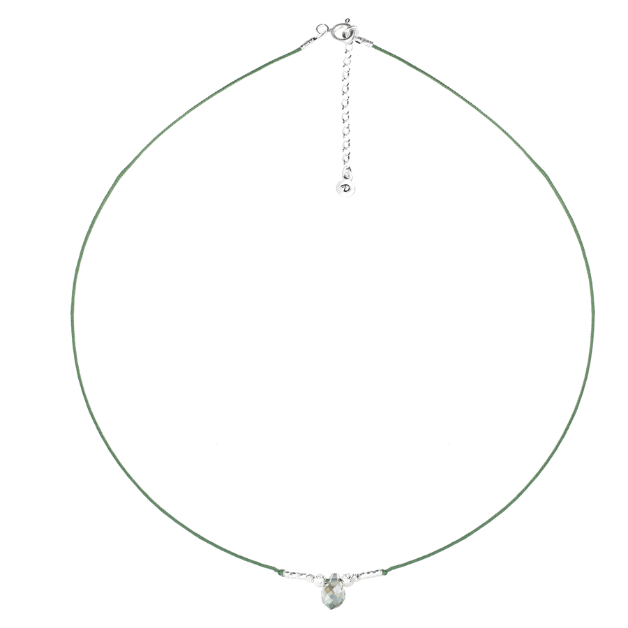 COLLIER CORDON PIERRE GOUTTE VERTE BALI