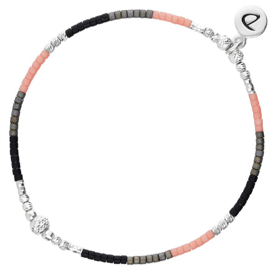 BRACELET ELASTIQUE PERLE DIAMANTÉE MIYUKI CORAIL KANDY