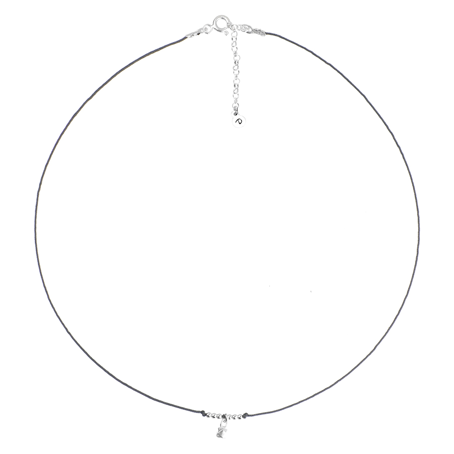 COLLIER CORDON PIERRE MARTELÉE PAROS GRIS FONCÉ