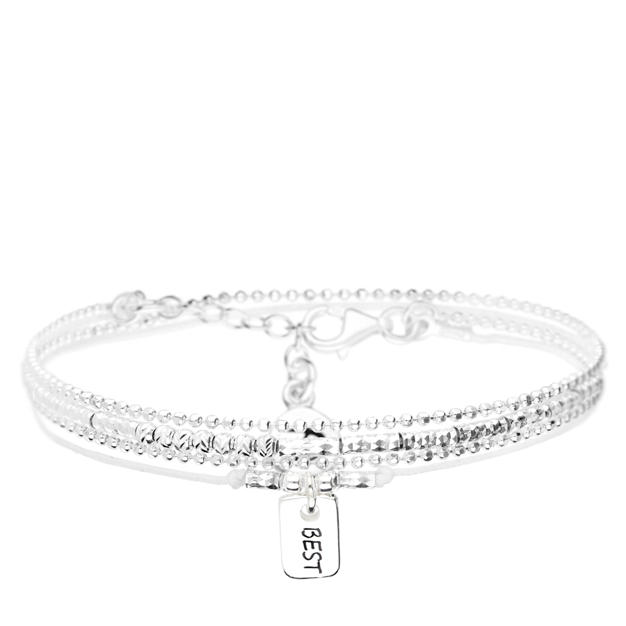 BRACELET AMITIÉ BEST DOUBLE RANGS BLANC