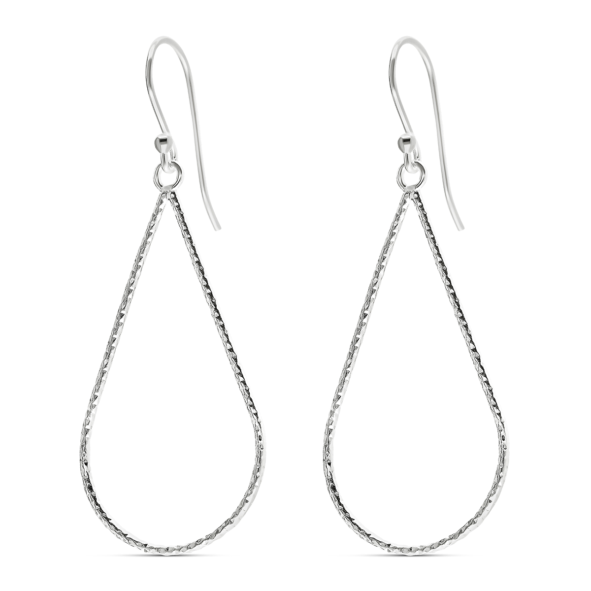 Boucles Argent 925 Goutte Ciselée 34mm