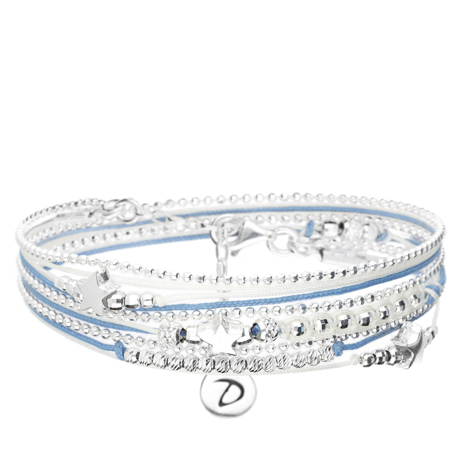 BRACELET TRIPLE TOURS ETOILES MACRAMÉ BLEU