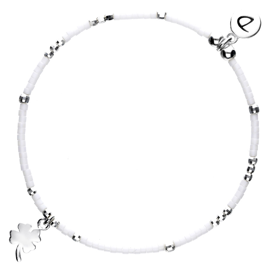 BRACELET ÉLASTIQUE TRÈFLE BLANC